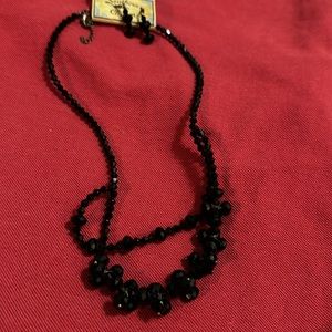NEW black double strand necklace and earrings